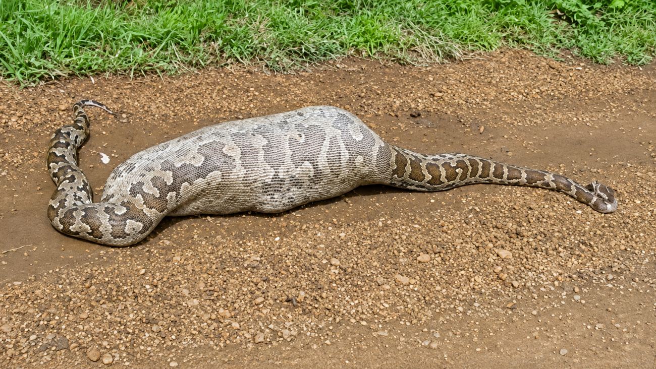 Grand serpent observé sur une piste terreuse